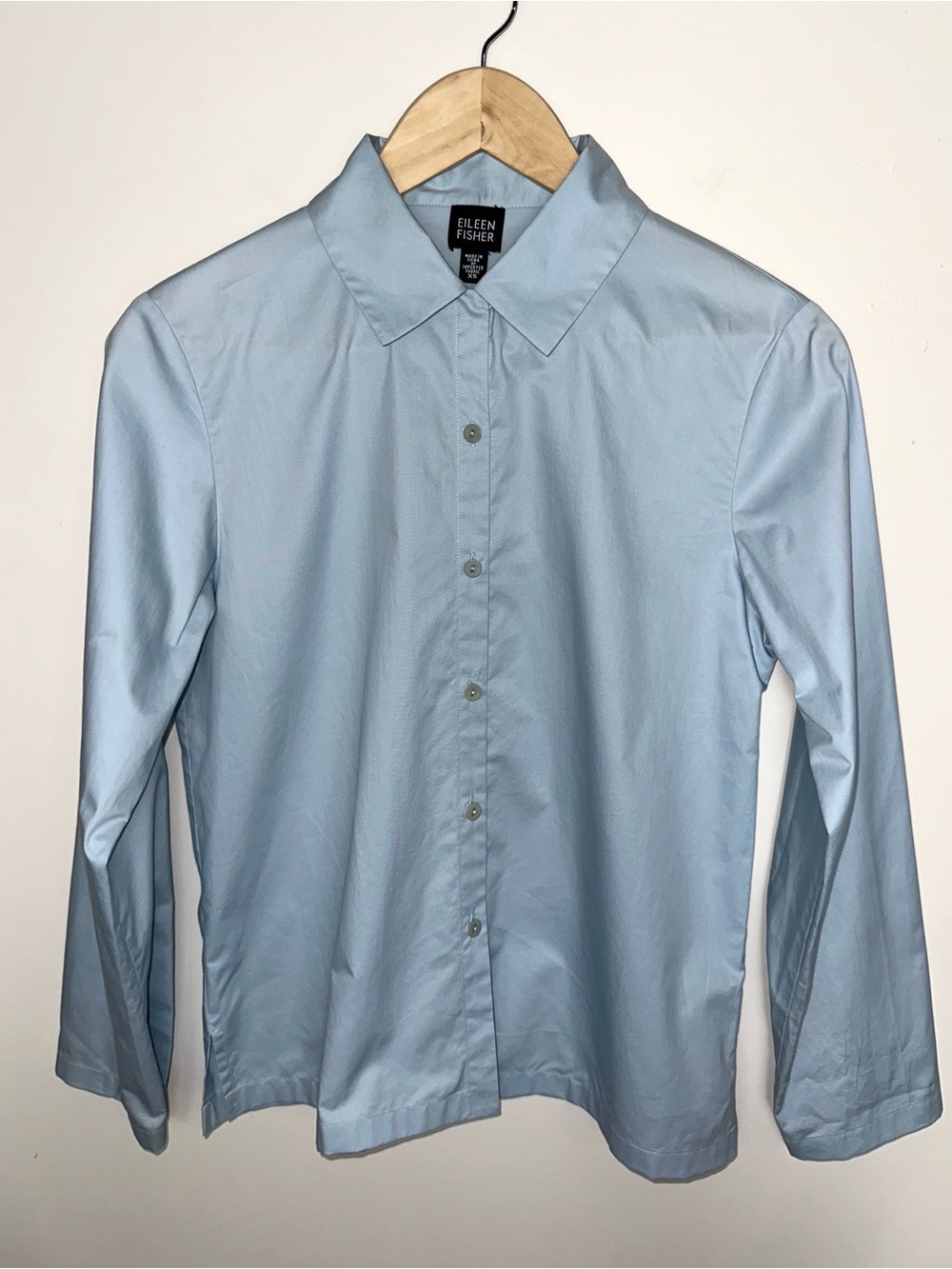 EILEEN FISHER Washed Organic Cotton Poplin Classic Collar Short Shirt